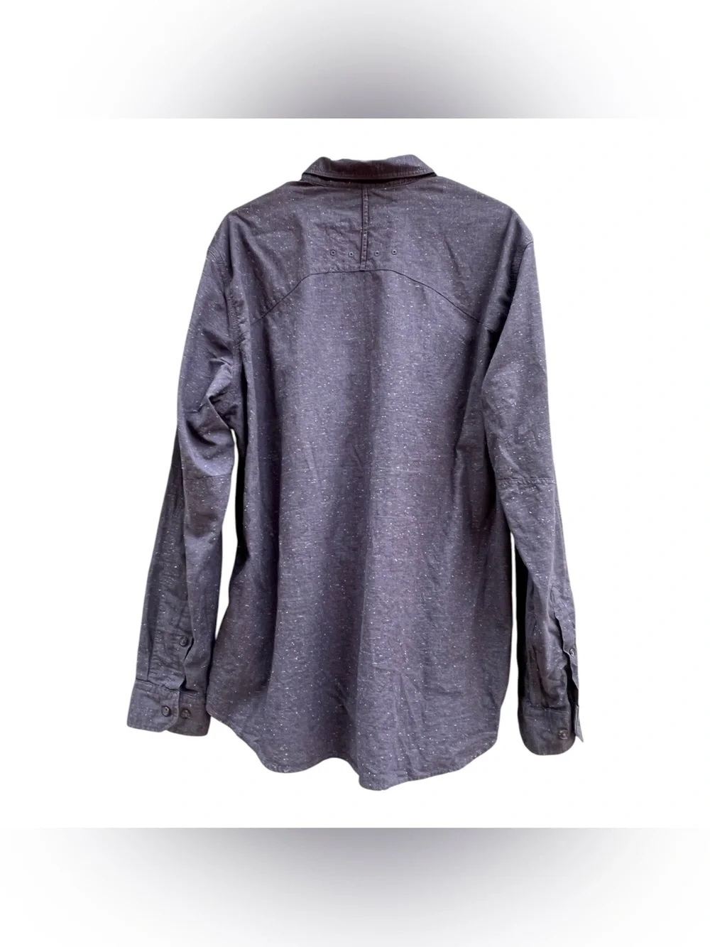 Banana Republic Navy Speckled Long-Sleeve Button-Down Shirt Tailored Slim Fit XL